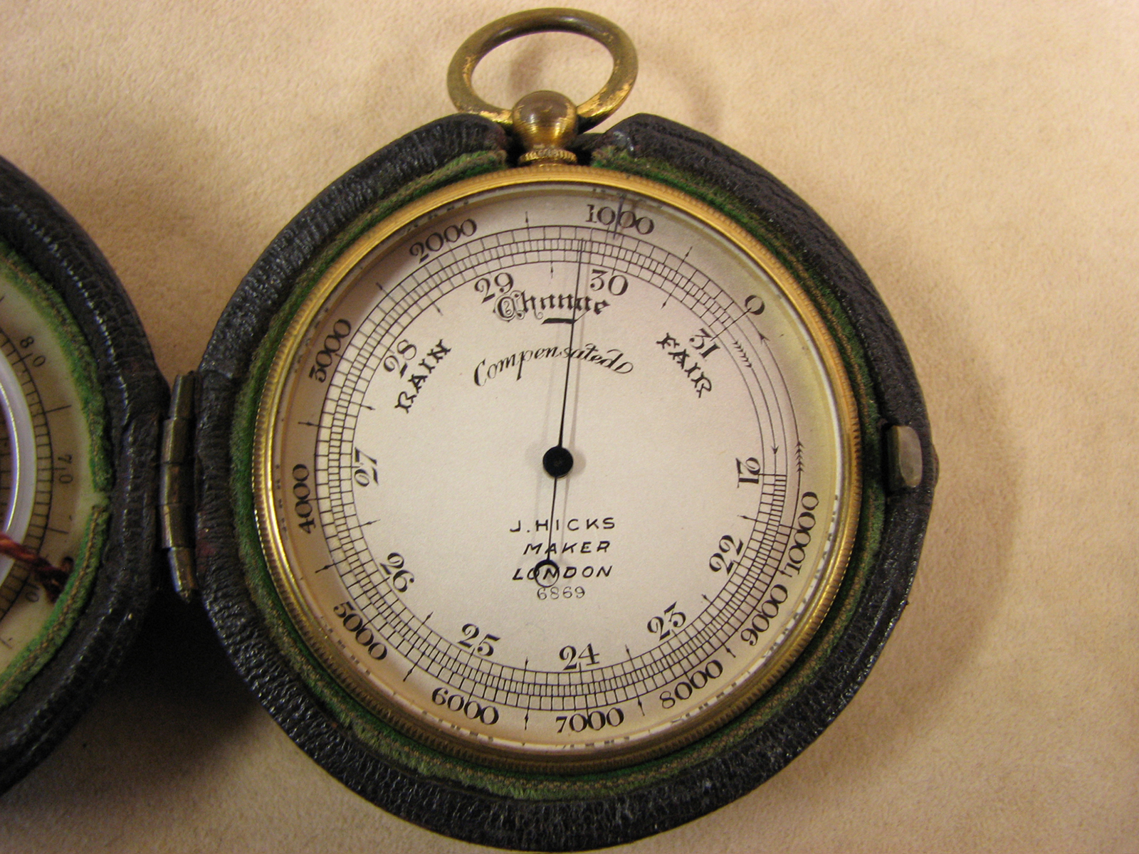 19th Century James Hicks pocket barometer compass compendium'
